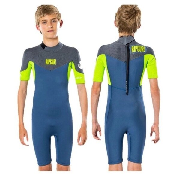 Rip Curl 2mm Dawn Patrol Short Sleeve Springsuit WetSuit Blue Size 12 $120 MSRP